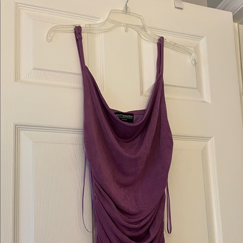 Purple Ruched Mini Dress - Picture 7 of 8